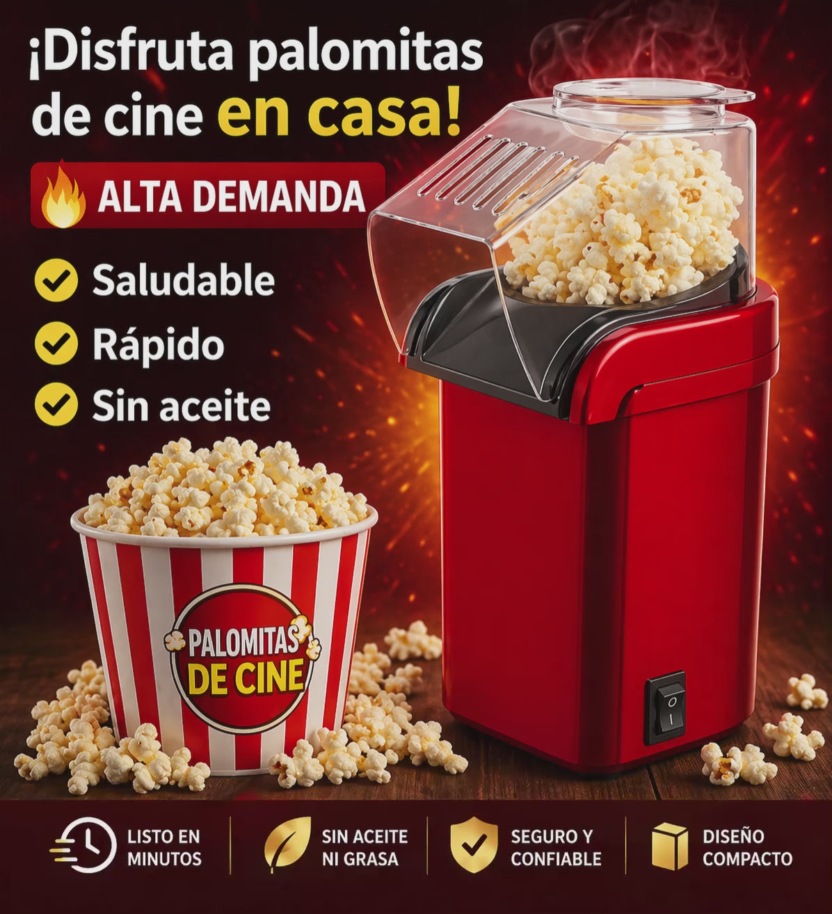 Maquina pipoquera sin aceite